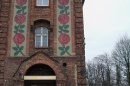 Budynek poczty z kwiatową mozaiką, róży śląskiej